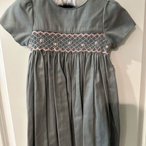 Edgehill Collection Gray Smocked Puff Sleeve Dress